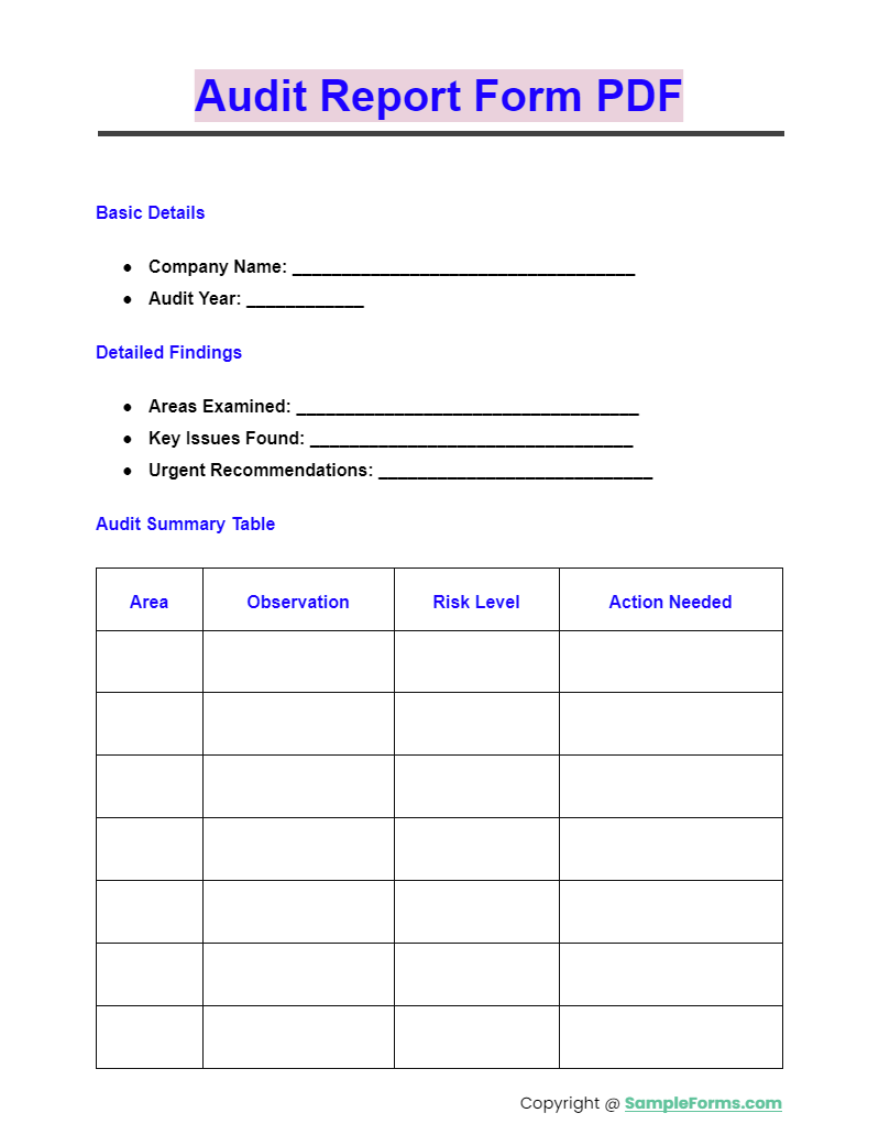 FREE 12+ Audit Report Form Samples, PDF, MS Word, Google Docs