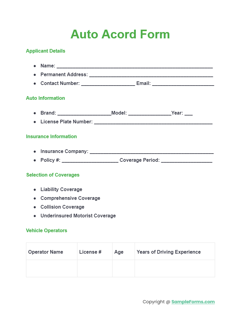 FREE 13+ Acord Form Samples, PDF, MS Word, Google Docs