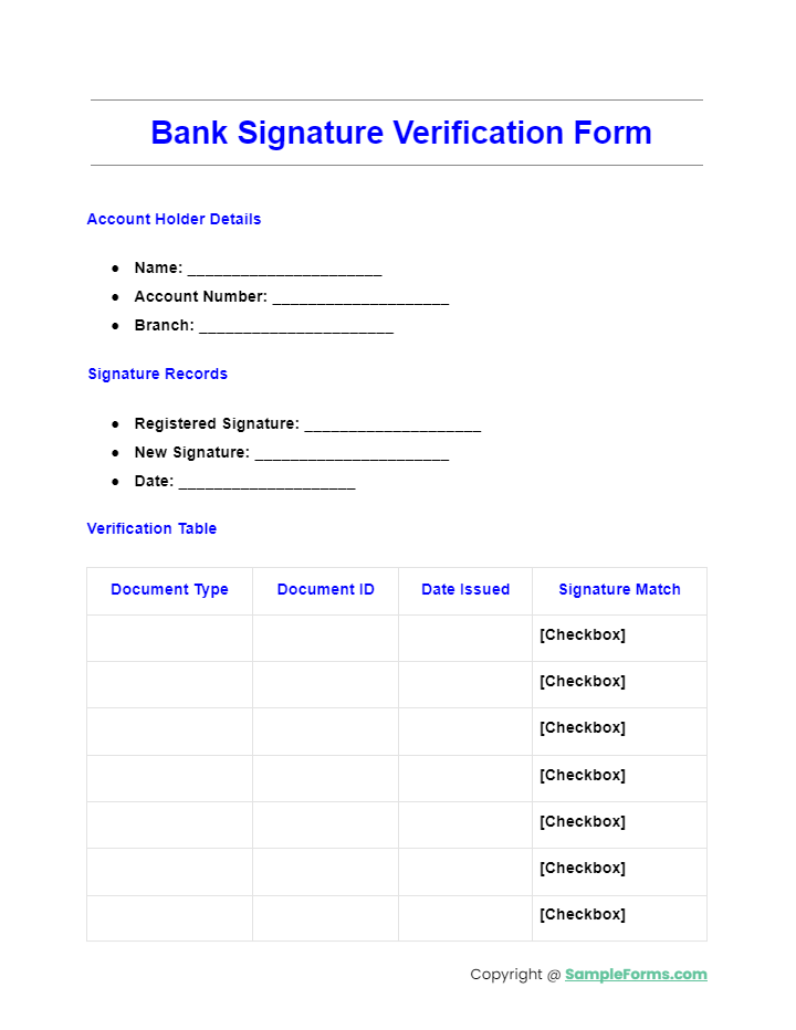 bank signature verification form