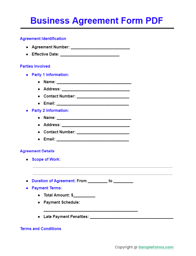 business agreement forms pdf