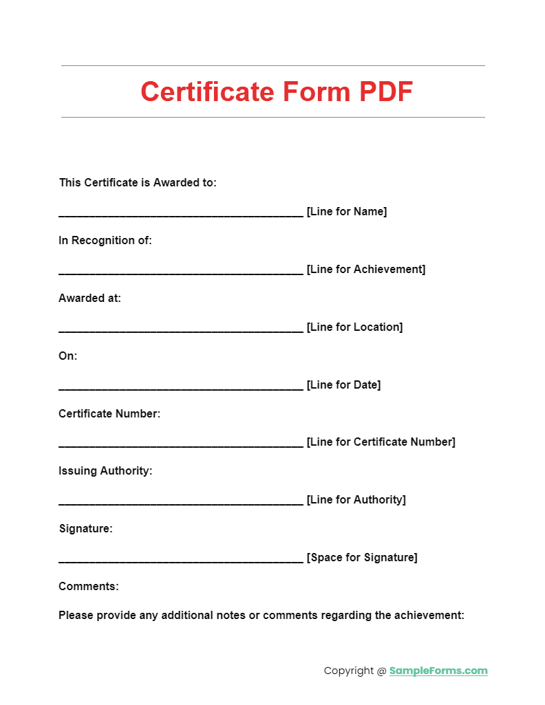 certificate form pdf