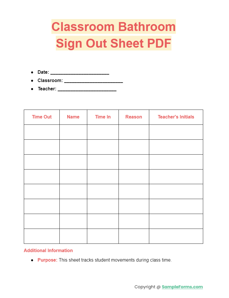 classroom bathroom sign out sheet pdf