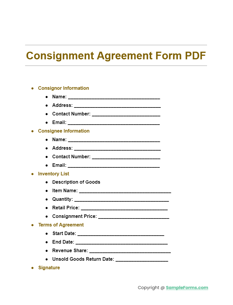 consignment agreement form pdf