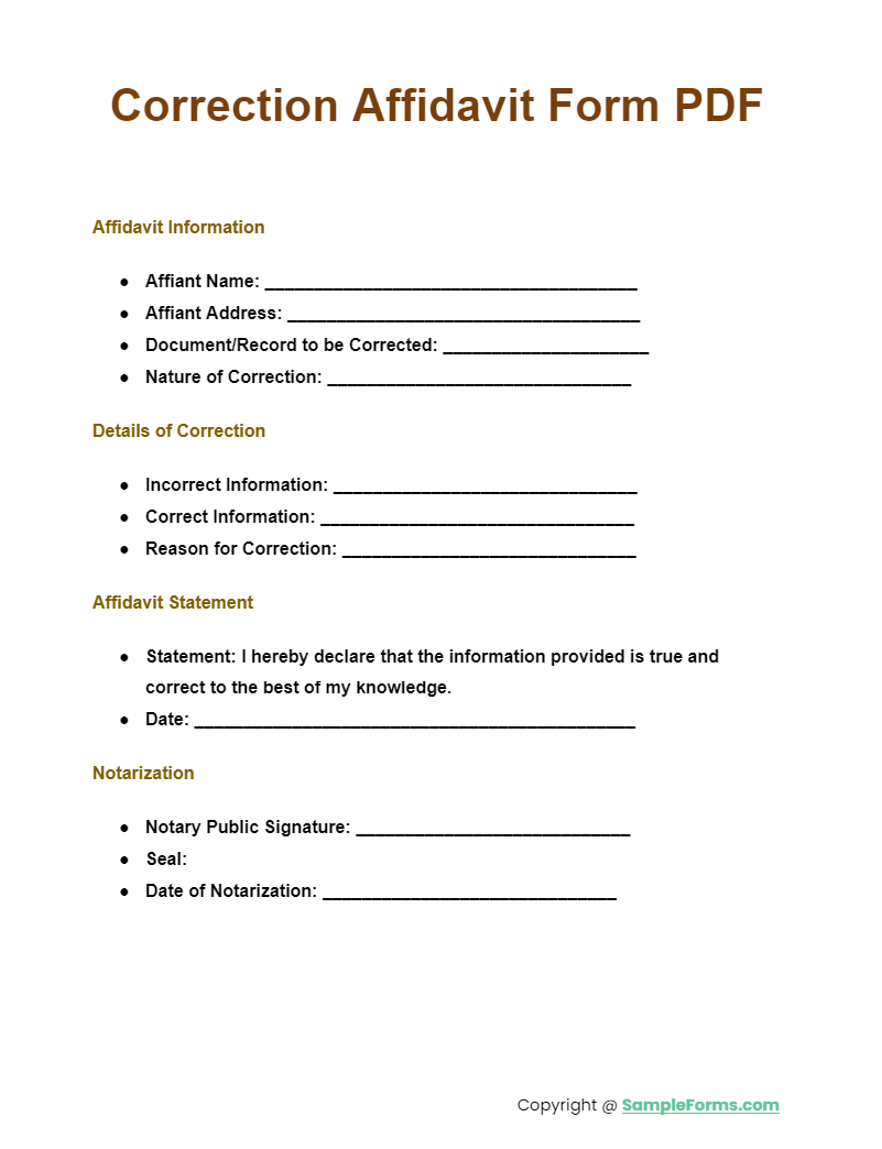 correction affidavit form pdf
