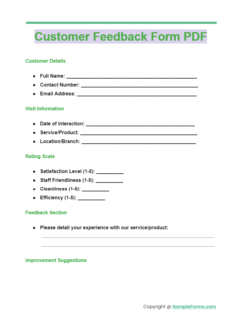 FREE 29+ Customer Feedback Form Samples, PDF, MS Word, Google Docs