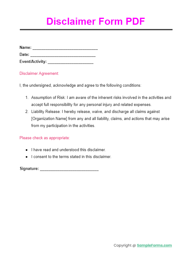 disclaimer form pdf