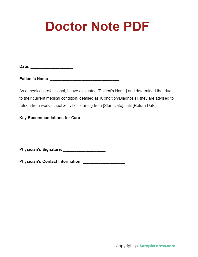 doctor note pdf
