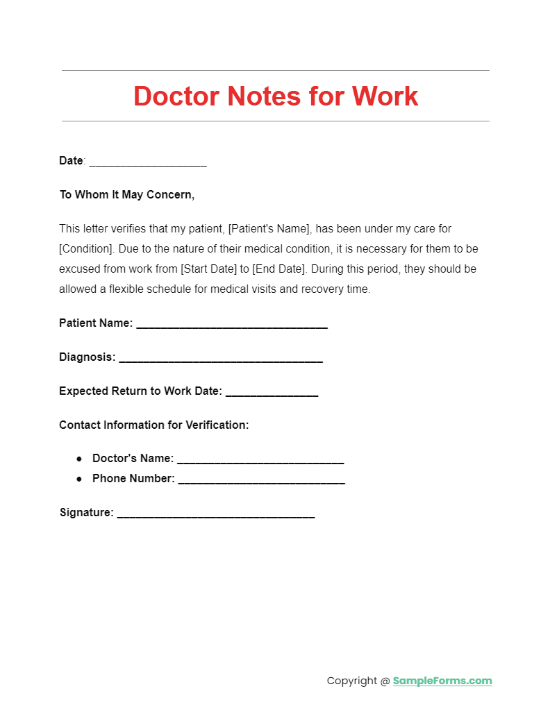 doctor notes for work