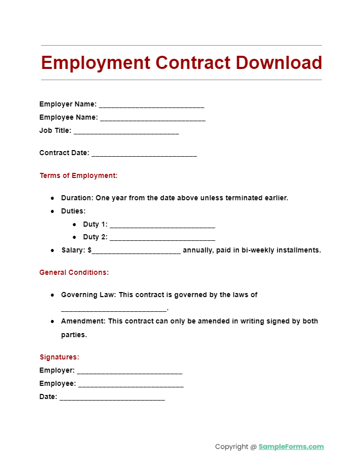 FREE 11+ Employment Contract Samples, PDF, MS Word, Google Docs