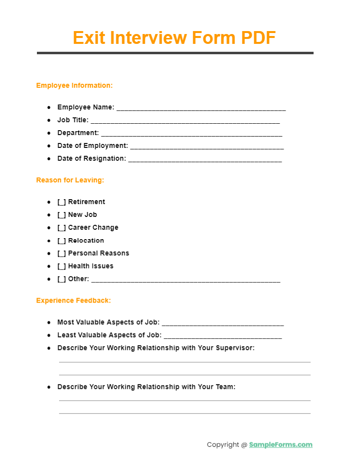 exit interview form pdf