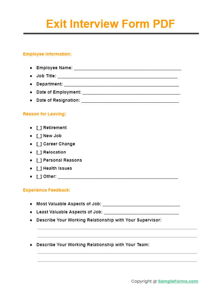 FREE 13+ Exit Interview Form Samples, PDF, MS Word, Google Docs