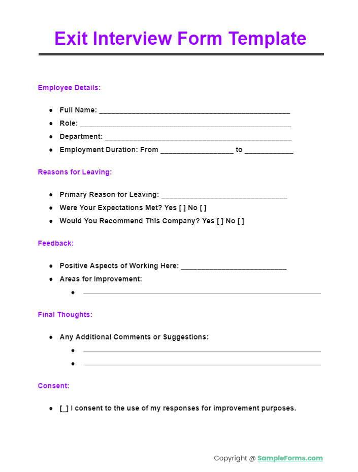 exit interview form template