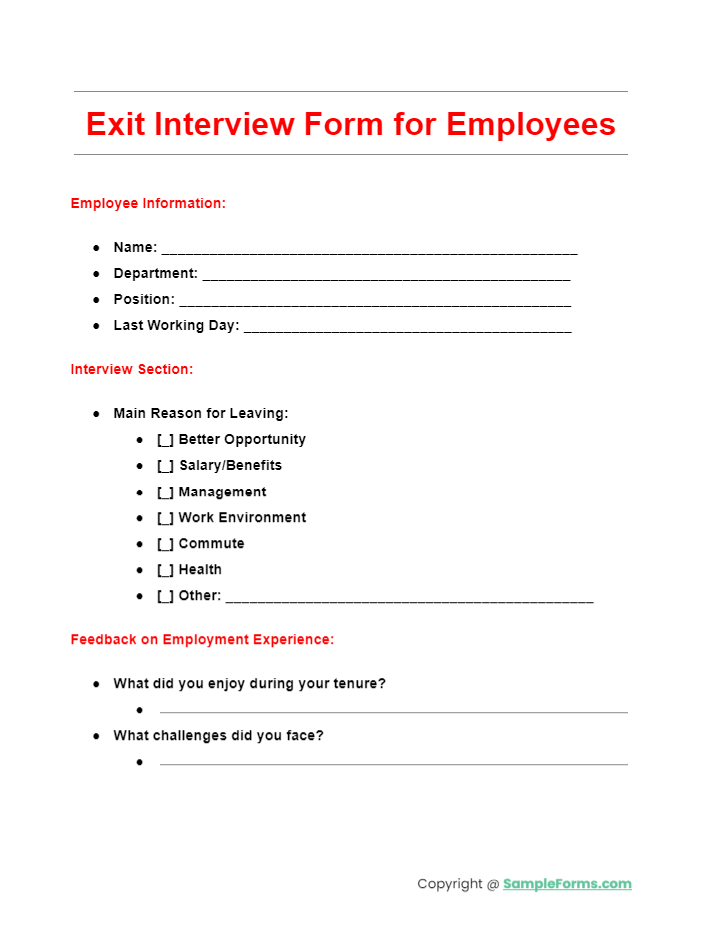 FREE 13+ Exit Interview Form Samples, PDF, MS Word, Google Docs
