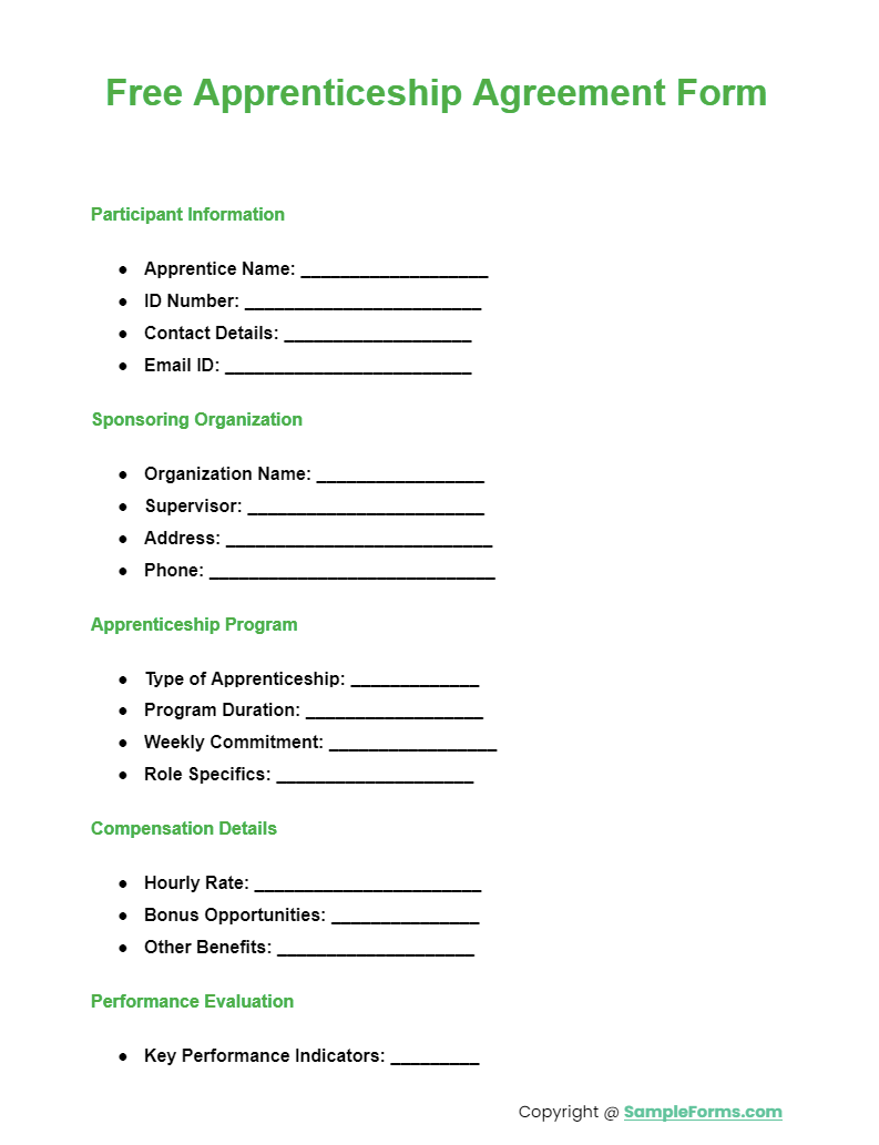 free apprenticeship agreement form