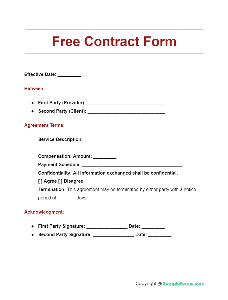 free contract form