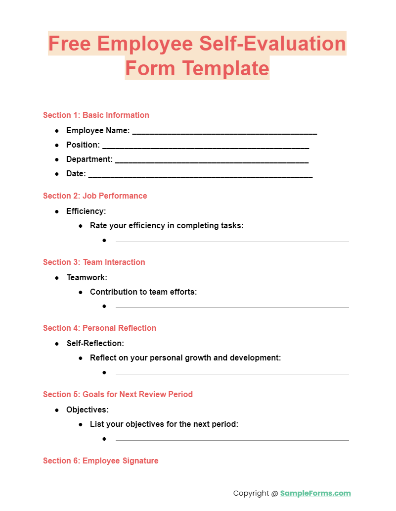 FREE 12+ Employee Self-Evaluation Form Samples, PDF, MS Word, Google ...