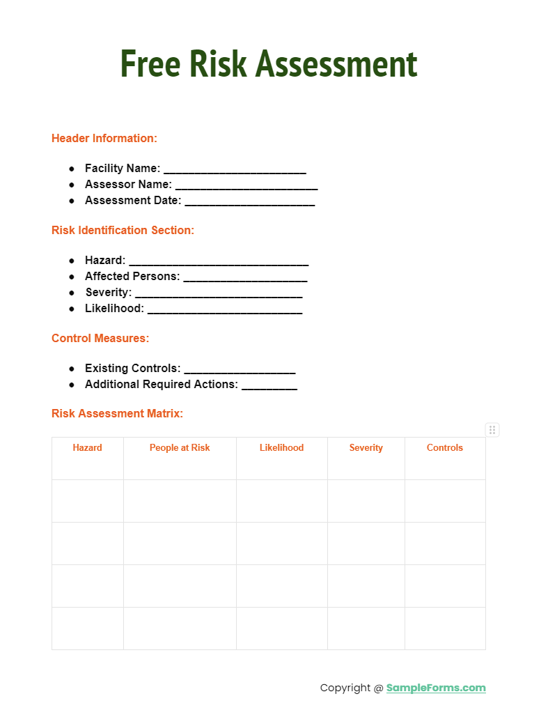 FREE 14+ Risk Assessment Form Samples, PDF, MS Word, Google Docs, Excel