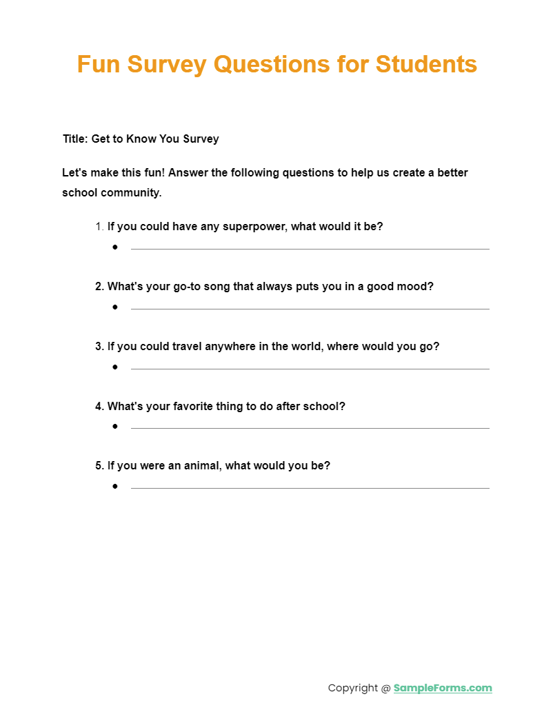 fun survey questions for students