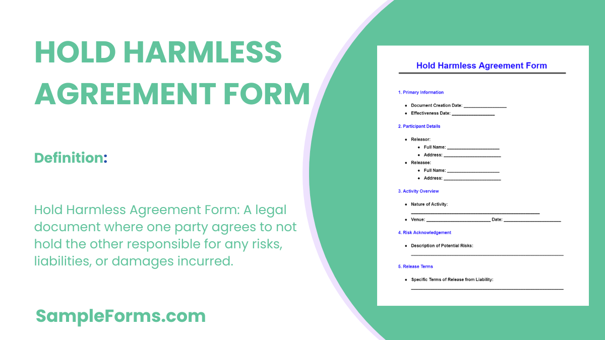 hold harmless agreement form