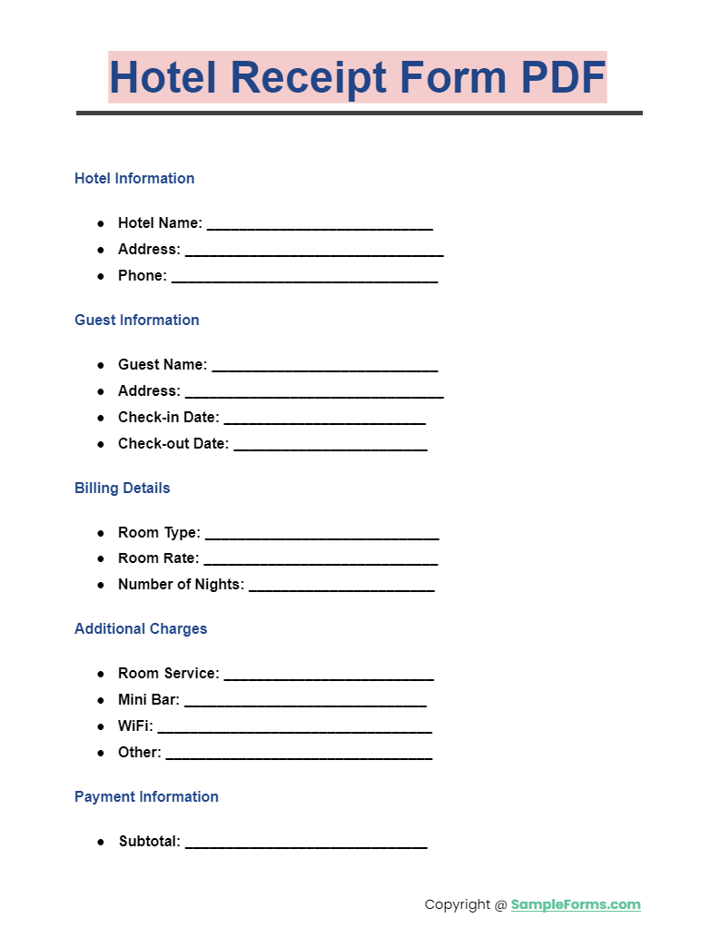 hotel receipt form pdf