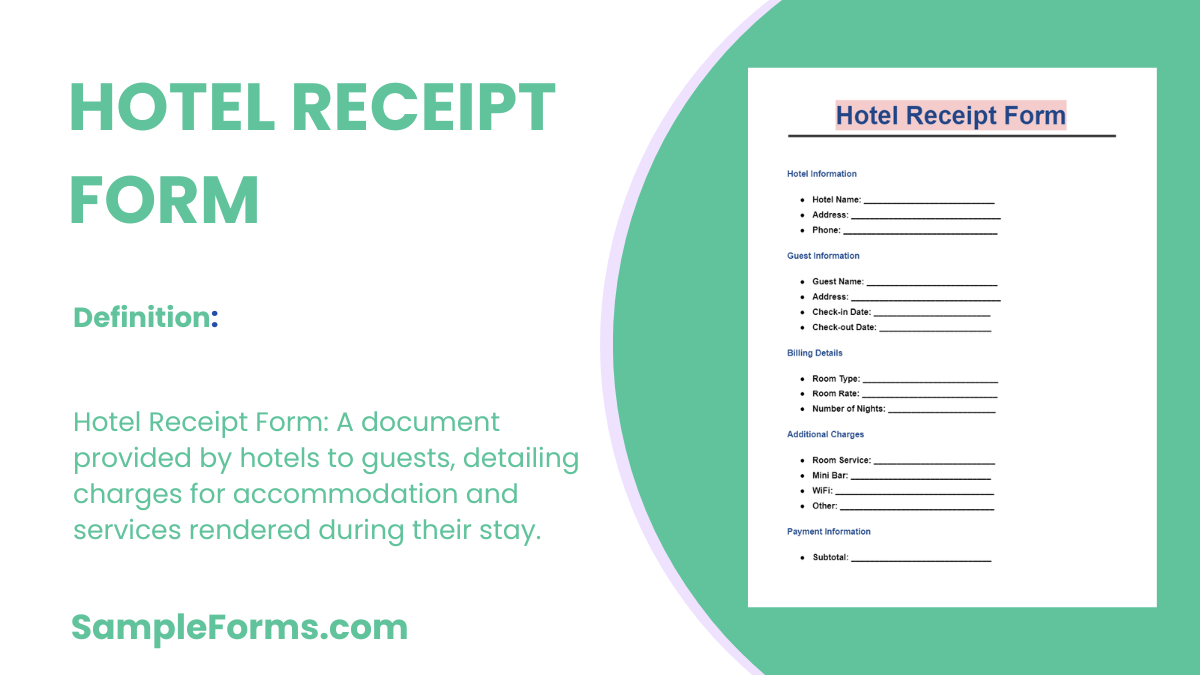 hotel receipt form