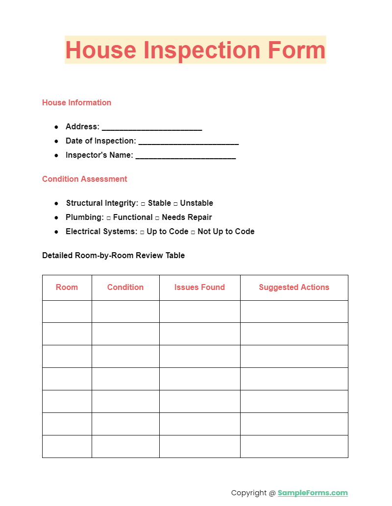house inspection form