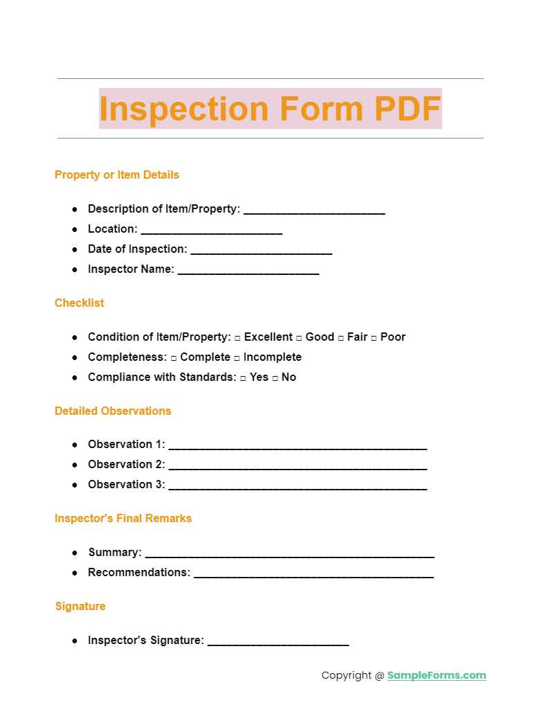 inspection form pdf