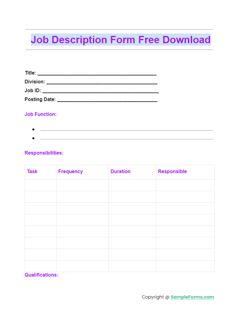 job description form free download