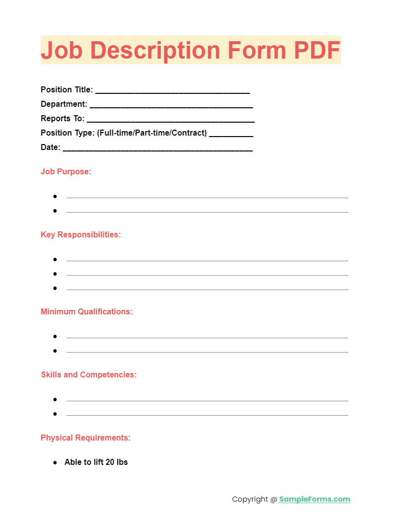 job description form pdf