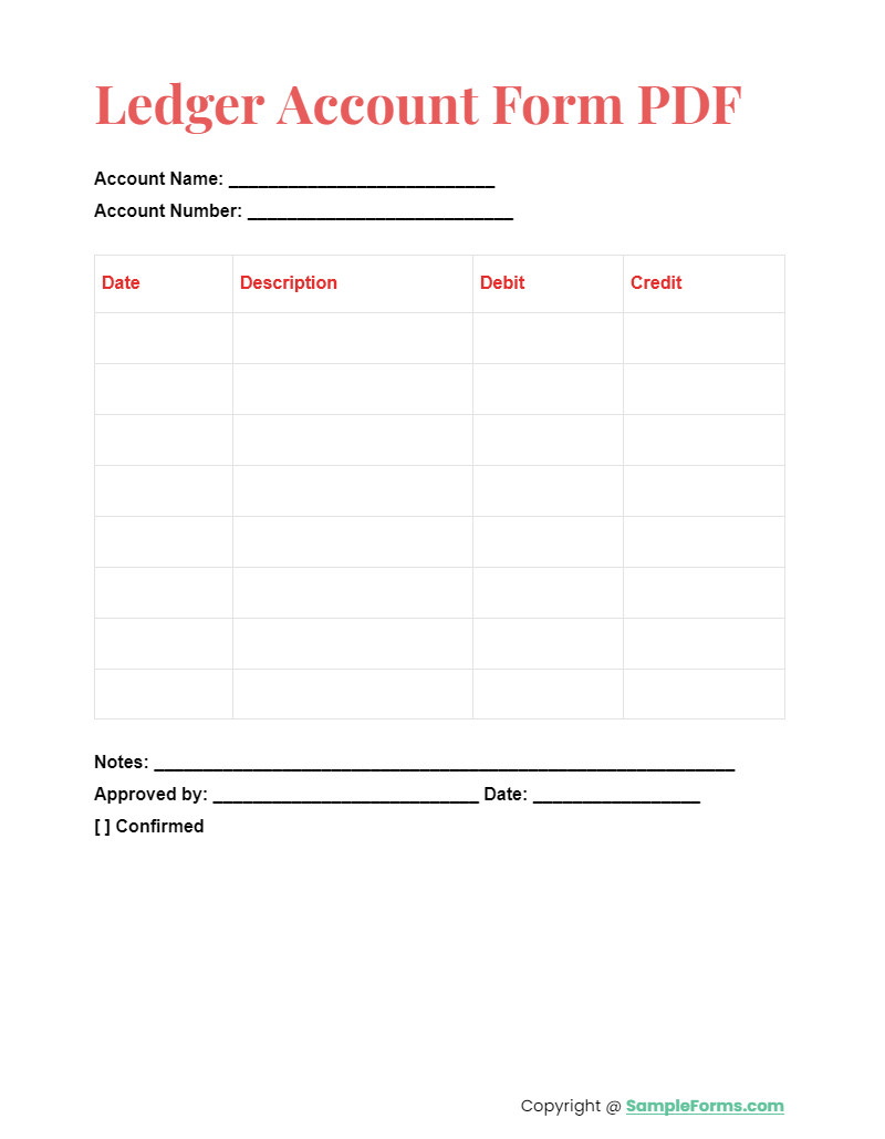 ledger account form pdf