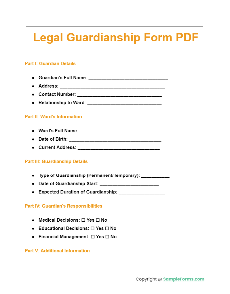 legal guardianship form pdf
