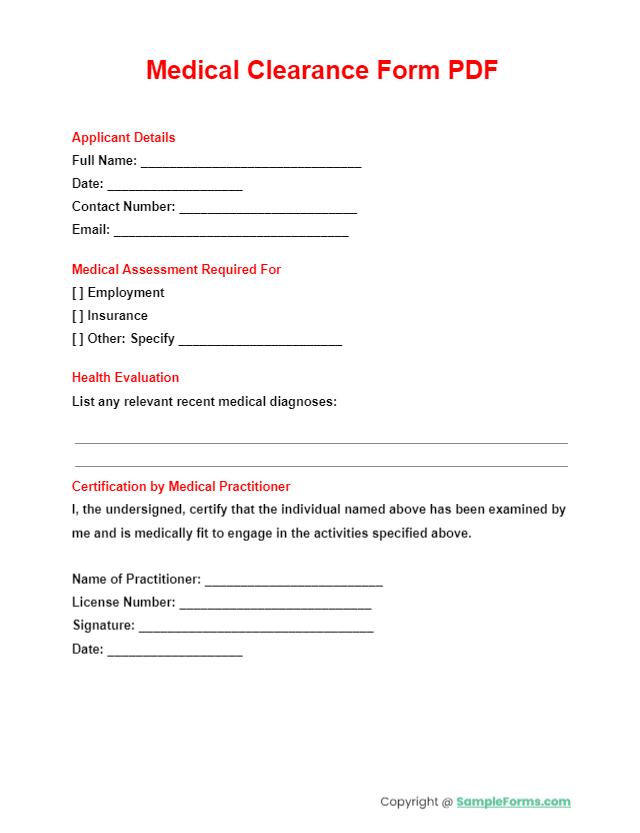 medical clearance form pdf