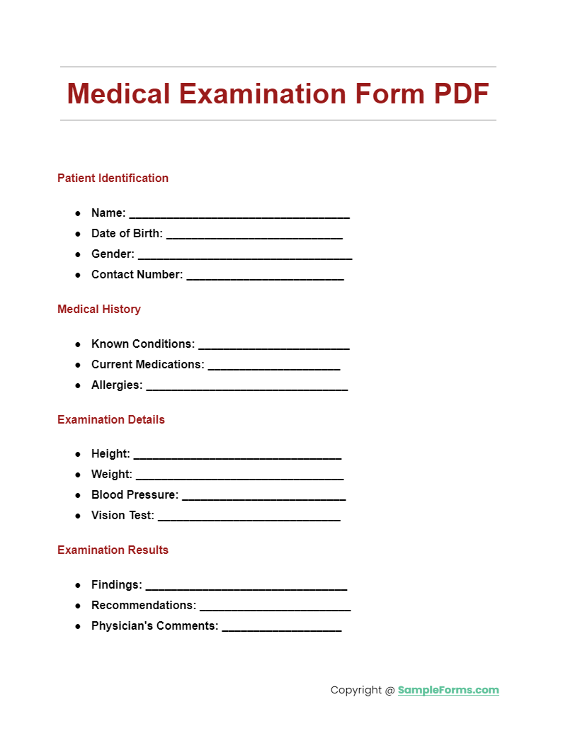 medical examination form pdf
