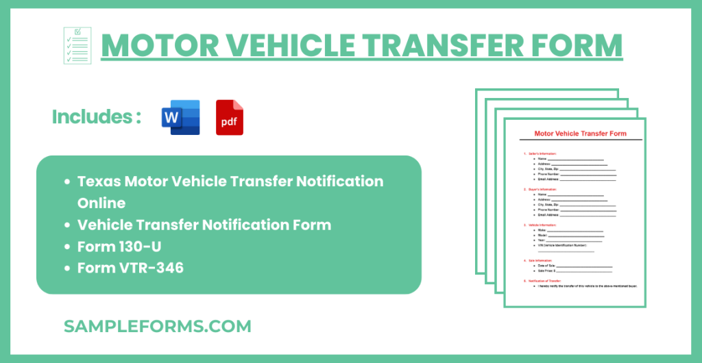FREE 9+ Motor Vehicle Transfer Form Samples, PDF, MS Word, Google Docs