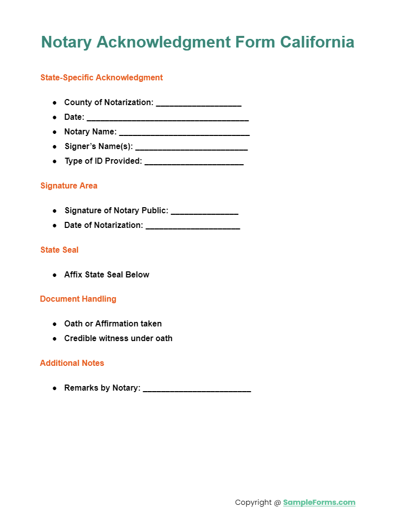 notary acknowledgment form california