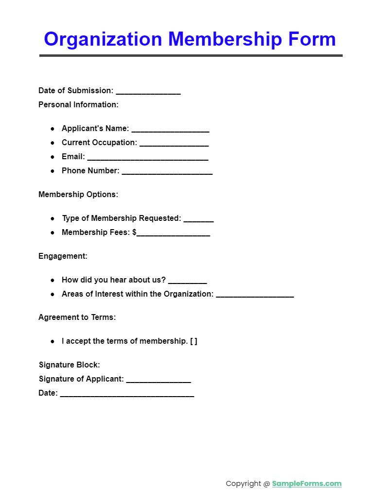 organization membership form
