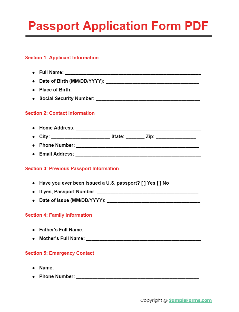 Printable Us Passport Applicatio Form Printable Us Passport Applicatio Form