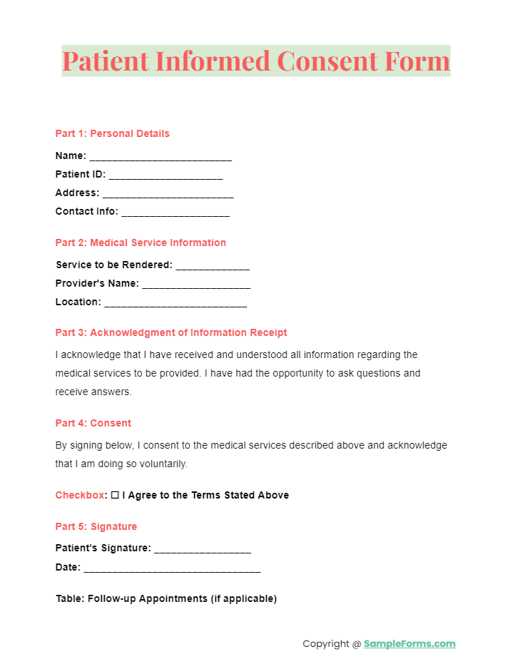 patient informed consent form