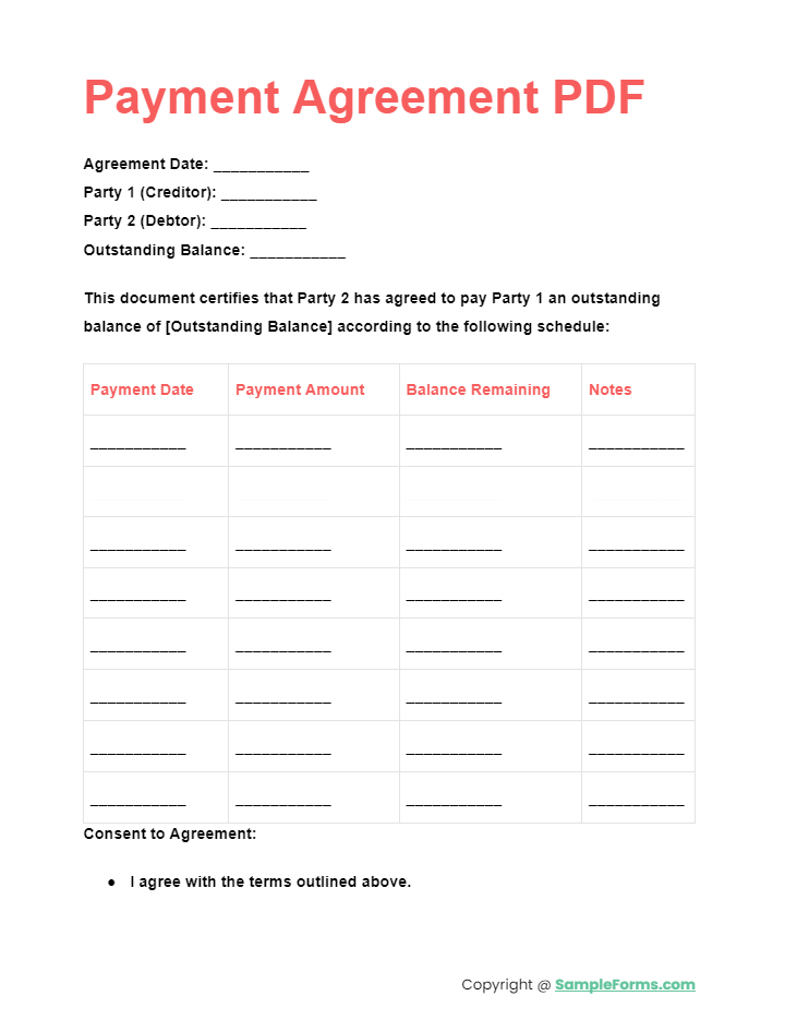 payment agreement pdf