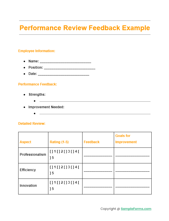 performance review feedback example