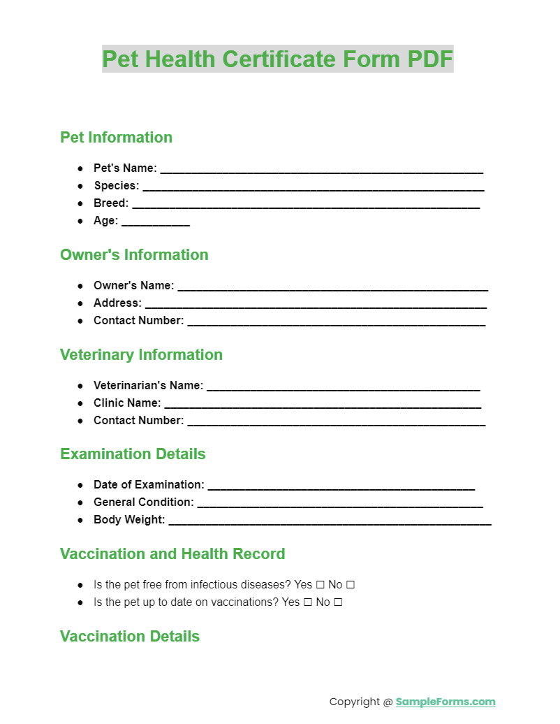 pet health certificate form pdf
