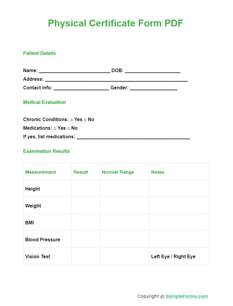 physical certificate form pdf