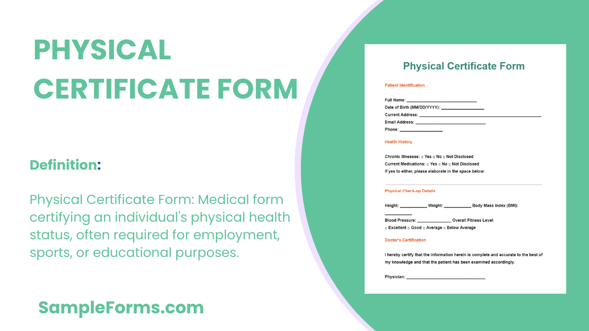physical certificate form