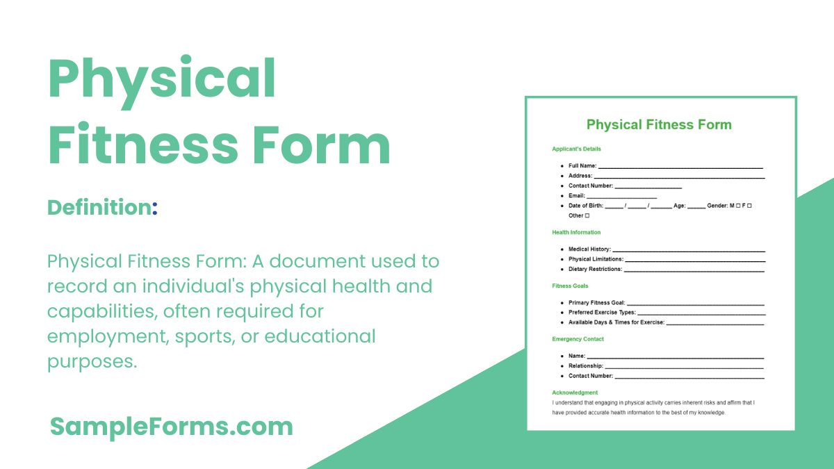 physical fitness form