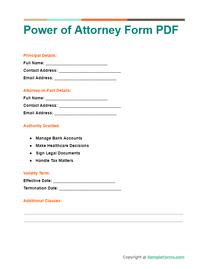 power of attorney form pdf