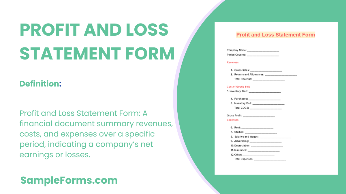 profit and loss statement form