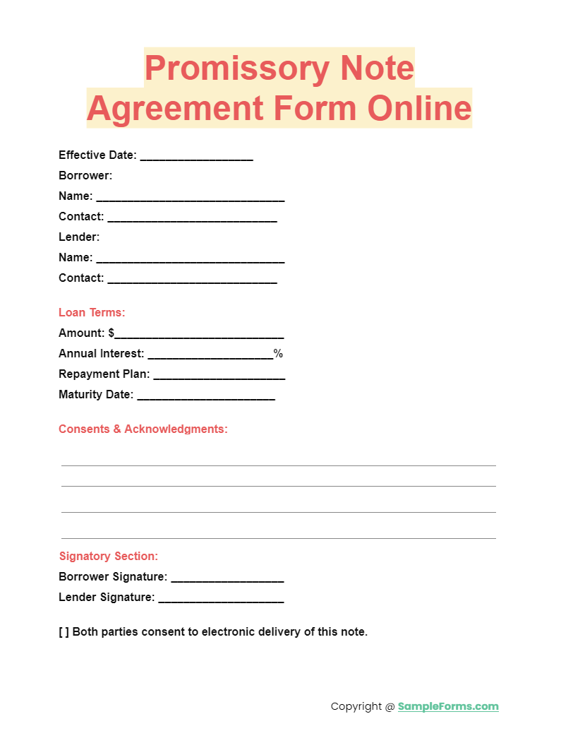 promissory note agreement form online