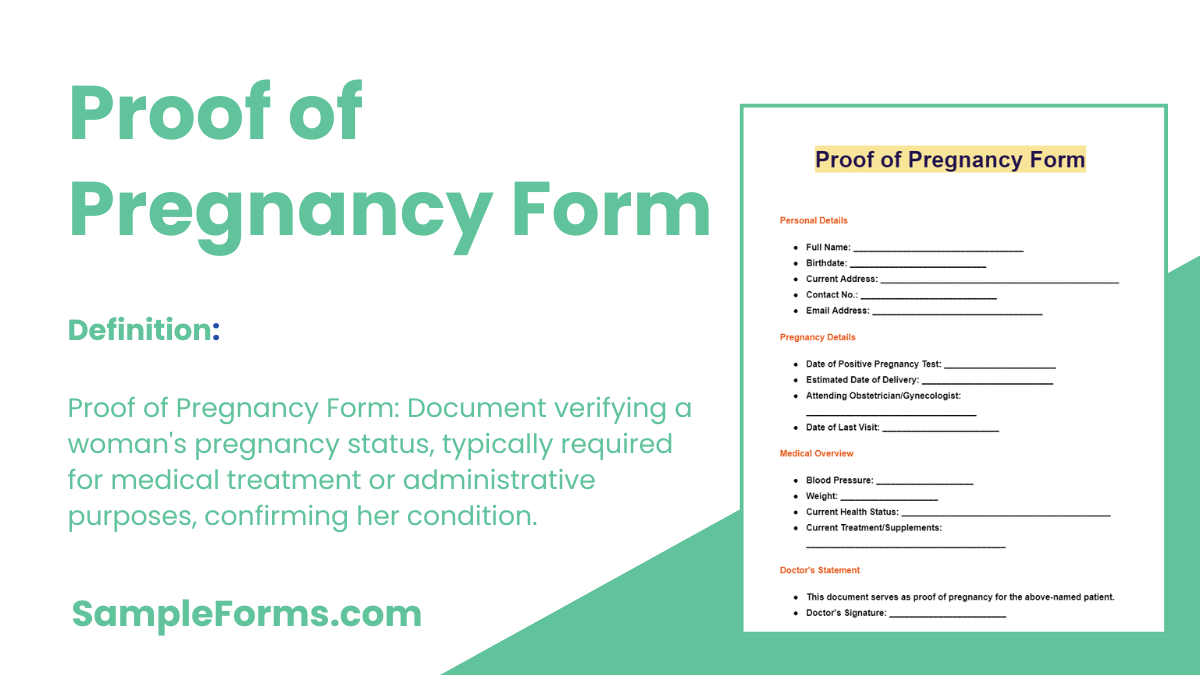 proof of pregnancy form