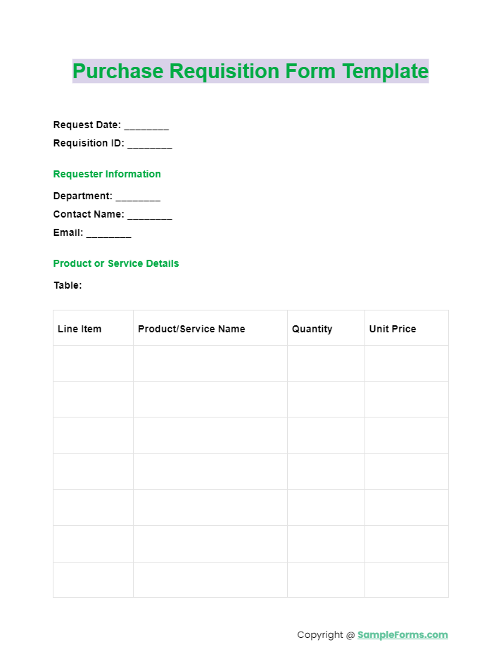 purchase requisition form template