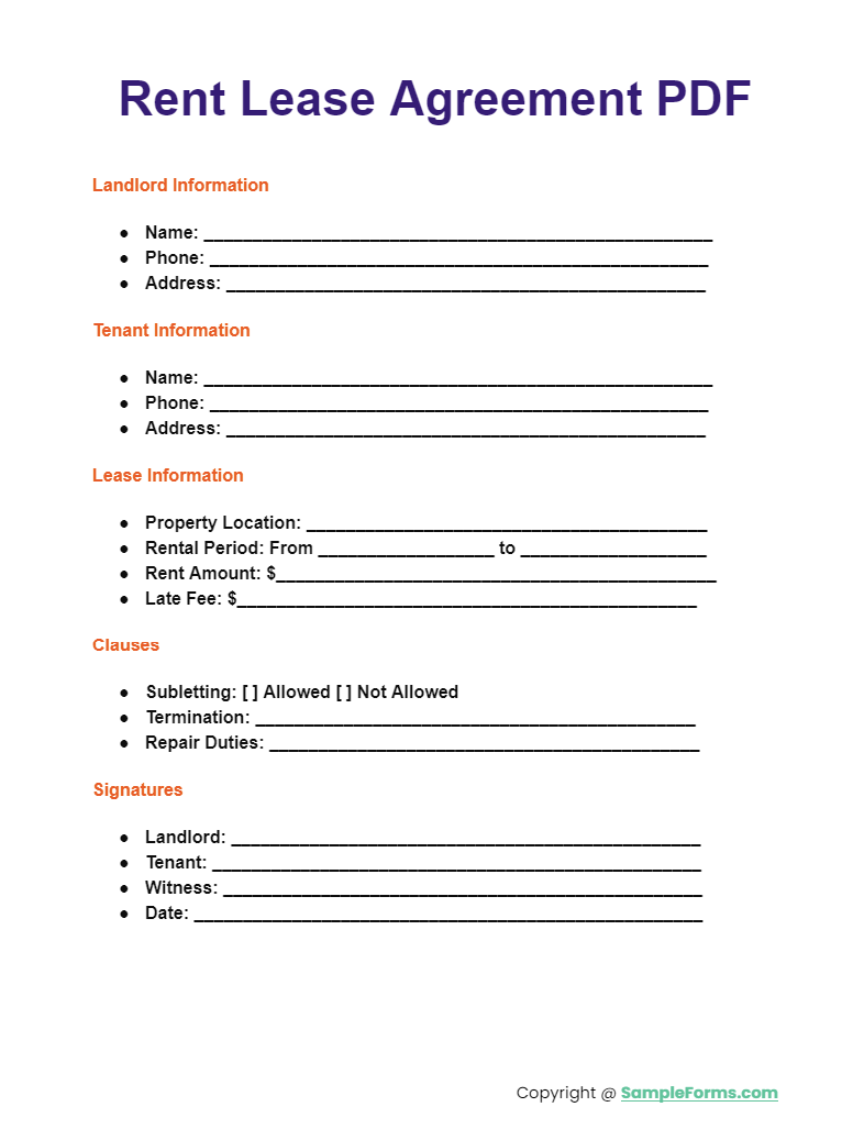 rent lease agreement pdf